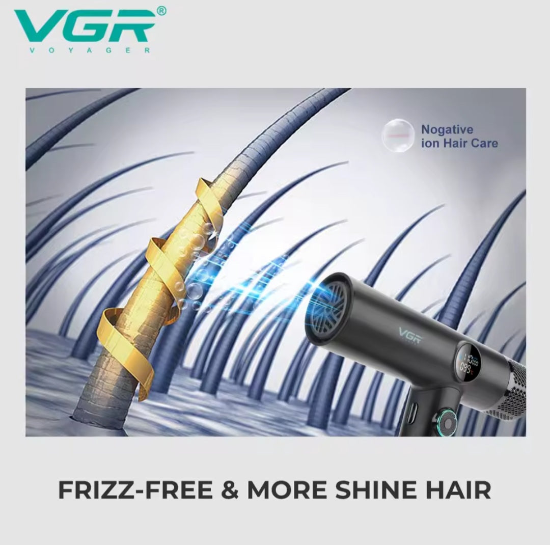 VGR Leafless Hair Dryer Professional Blow Dryer Brushless Motor 110000 RPM Suitable For Home Salons Powerful Hair Dryer V-401