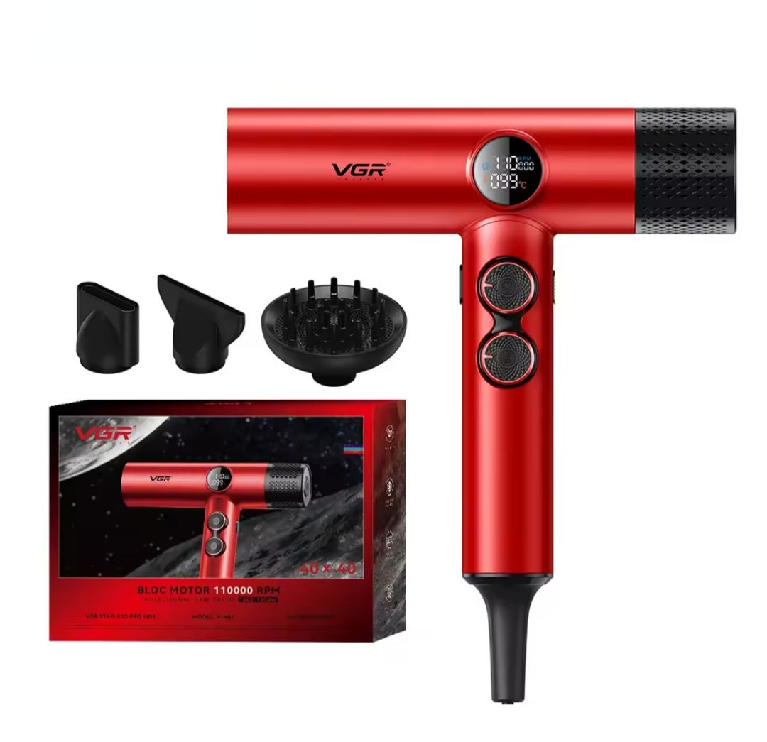 VGR Leafless Hair Dryer Professional Blow Dryer Brushless Motor 110000 RPM Suitable For Home Salons Powerful Hair Dryer V-401