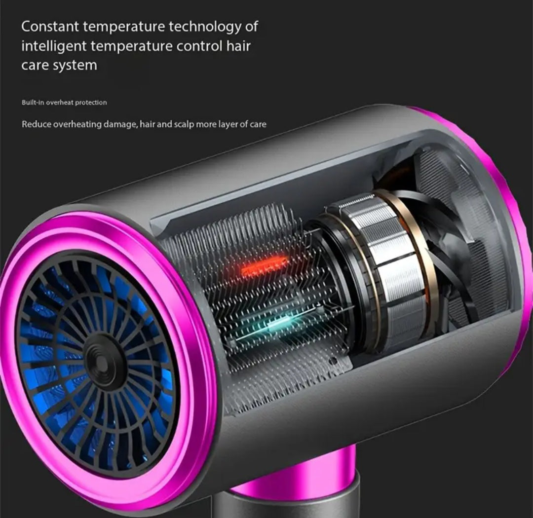 Powerful Ionic Hair Dryer with Diffuser - 2 Speeds, 3 Heating and Cooling Buttons, Hair Styling - Plug UK, US, EU.