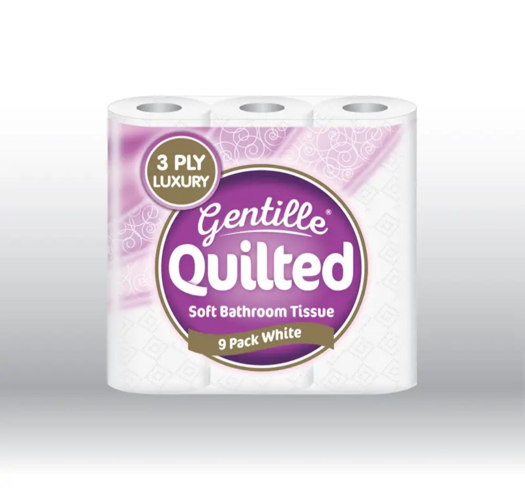 Toilet Tissue 45 rolls. Gentille Quilted Bathroom Tissue Luxury 3-Ply Toilet Paper Soft, Strong, & Responsibly Made in the UK