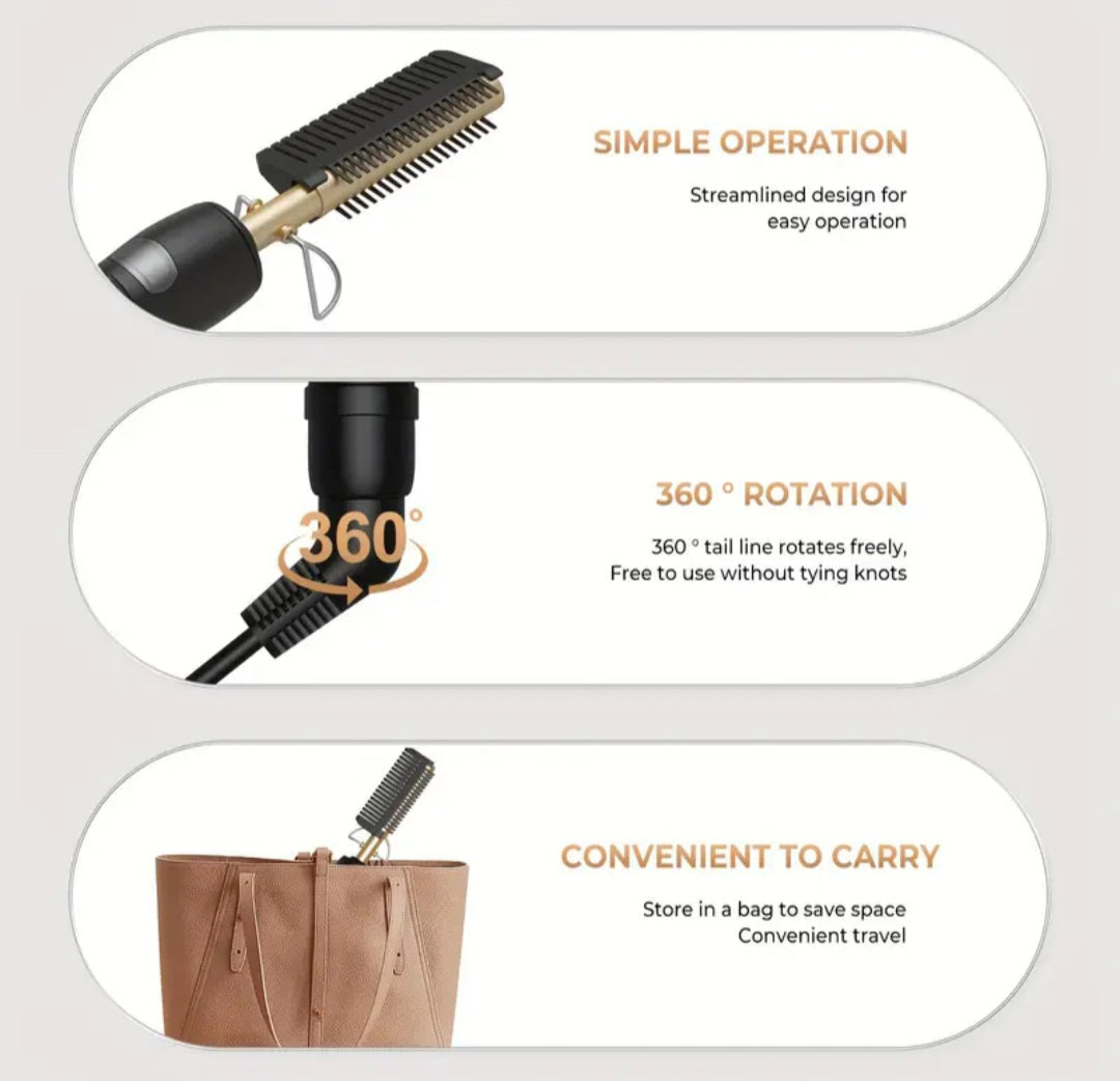 Hot Comb Hair Straightener Heat Pressing Combs Ceramic Electric Hair Straightening
