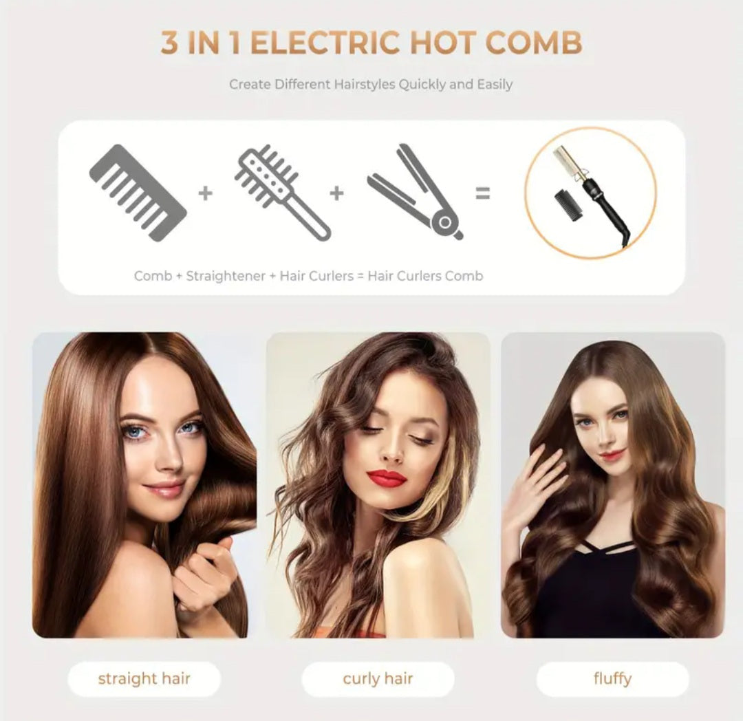 Hot Comb Hair Straightener Heat Pressing Combs Ceramic Electric Hair Straightening
