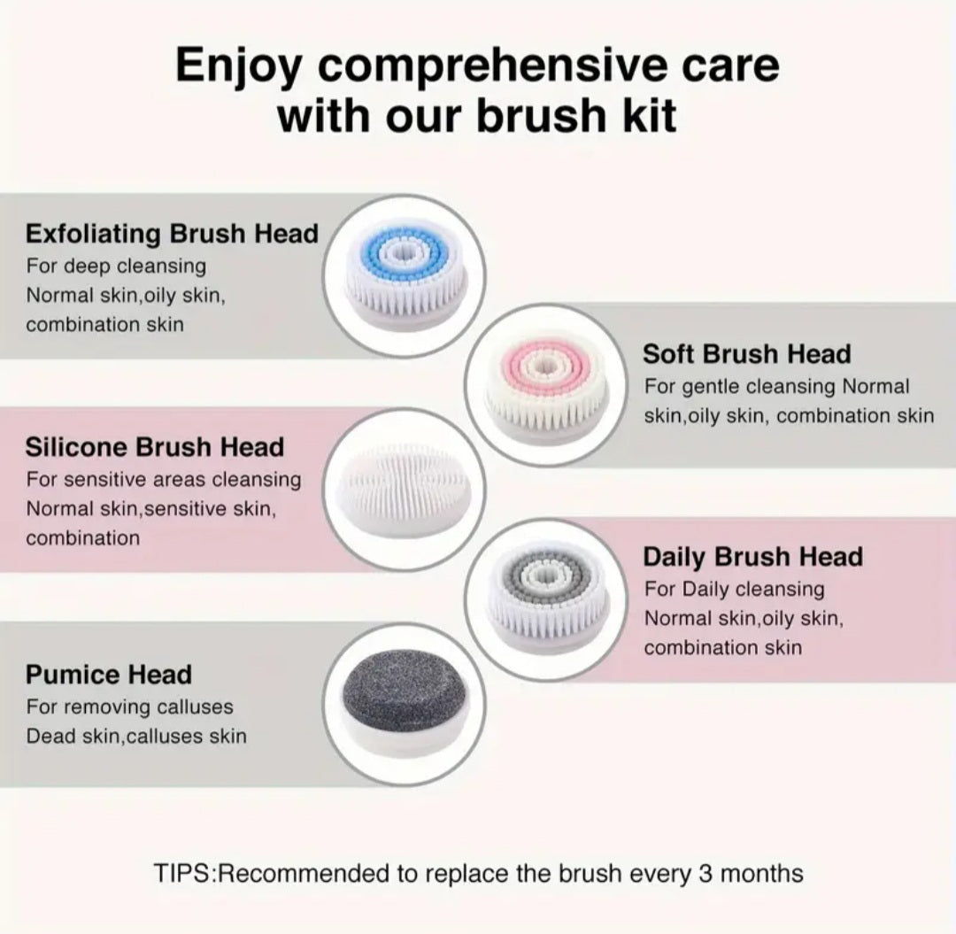 Rechargeable Face Scrubber with 5 Brush Heads
