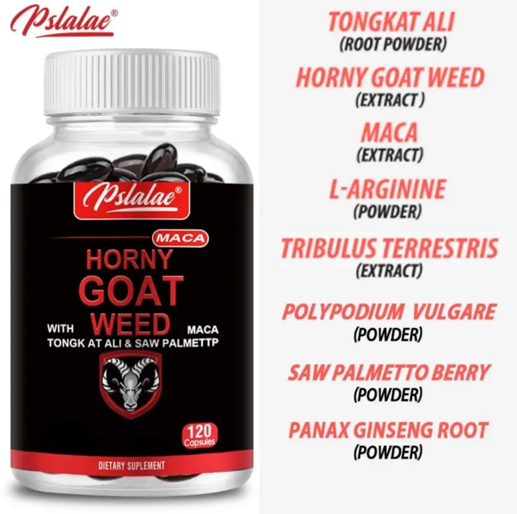 Horny Goat Weed - Supports Muscle Health, Improves Men's Health - with Maca Root, Tongkat Ali, Saw Palmetto & L-Arginine