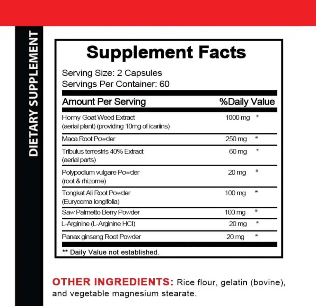 Horny Goat Weed - Supports Muscle Health, Improves Men's Health - with Maca Root, Tongkat Ali, Saw Palmetto & L-Arginine
