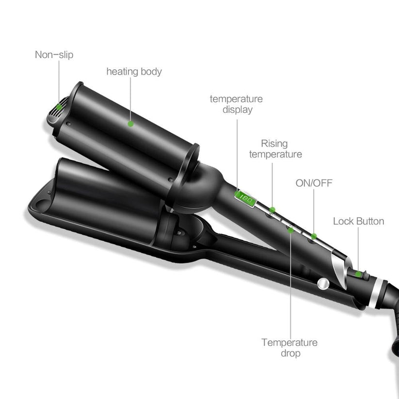 Deep Barrel Hair Waver with 3 Barrel Curling Iron