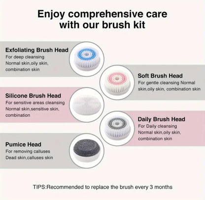 Rechargeable Face Scrubber with 5 Brush Heads