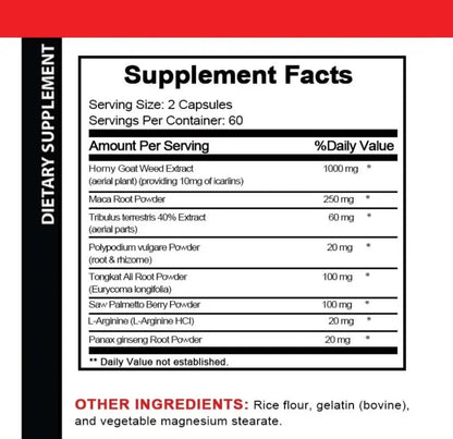 Horny Goat Weed - Supports Muscle Health, Improves Men's Health - with Maca Root, Tongkat Ali, Saw Palmetto & L-Arginine