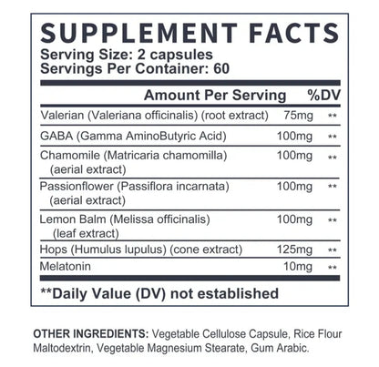 Sleep - with Melatonin, Valerian, Chamomile, To Help You Fall Asleep Faster, Support Healthy Sleep, Premium Formula - 120pcs